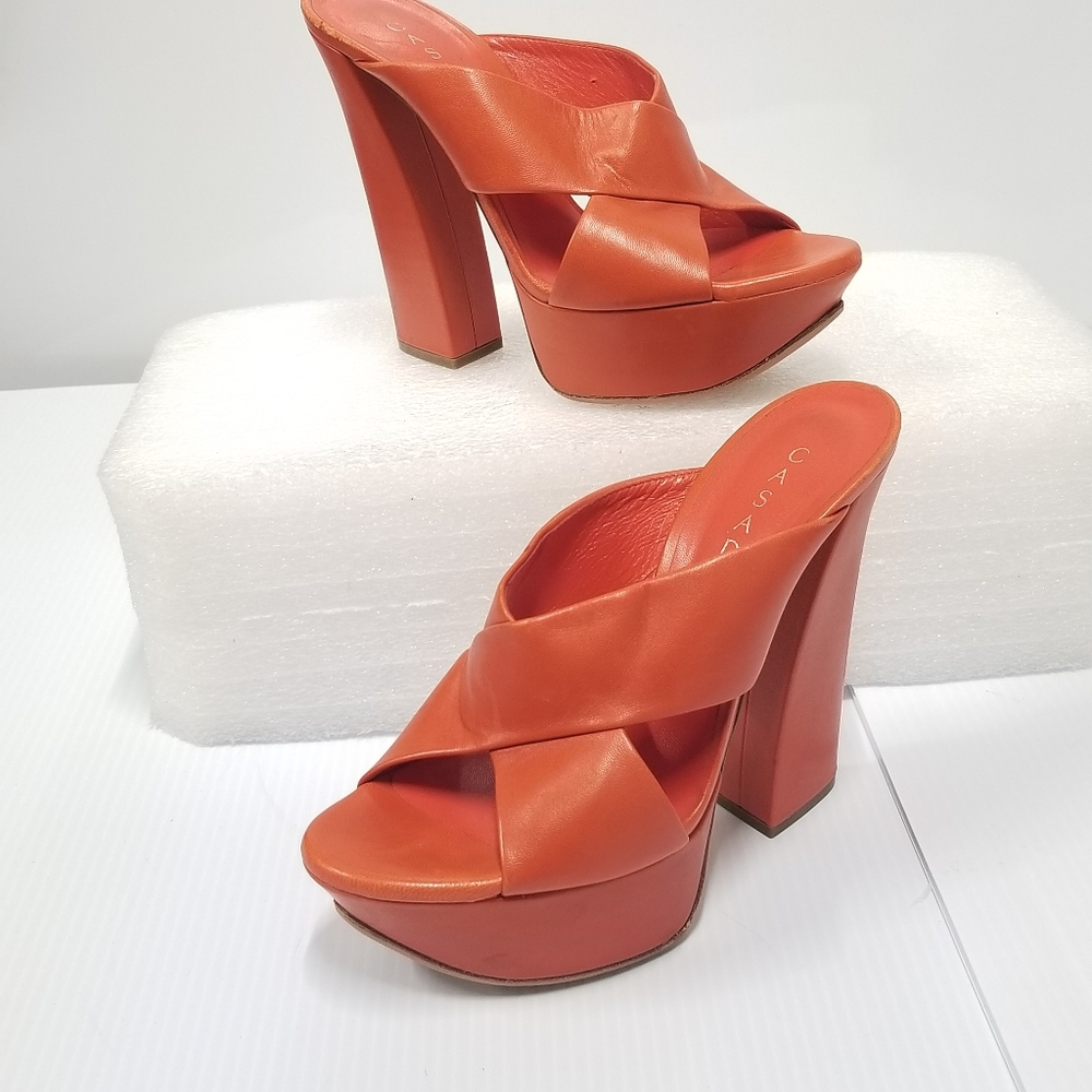 CASADEI Mules High Heels Platform Orange - Picture 2 of 12